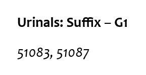 Urinals: Suffix – G1