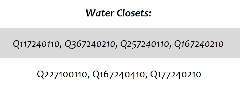 Water Closets: Q227100110