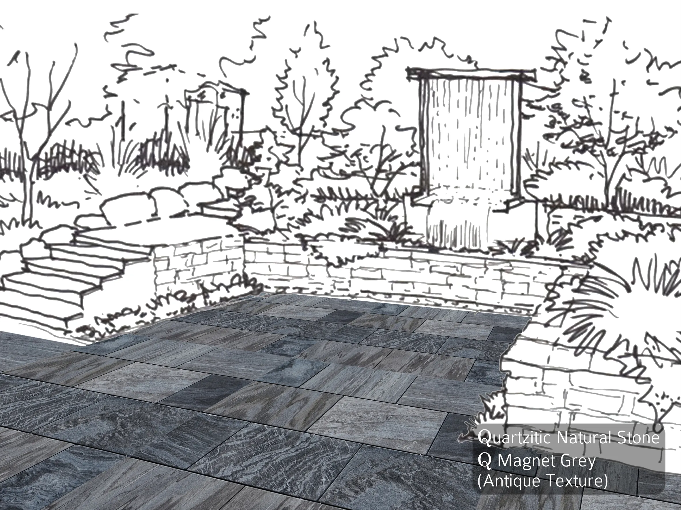 Quarzitic Natural Stone, Q Magnet Grey (Antique Texture) 